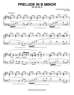 page one of Prelude in B Minor, Op. 28, No. 6 (Piano Solo)