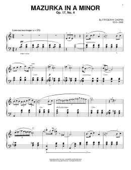 page one of Mazurka In A Minor, Op. 17, No. 4 (Piano Solo)