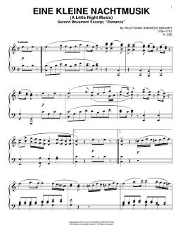 page one of Eine Kleine Nachtmusik ("Romance"), Second Movement (Piano Solo)
