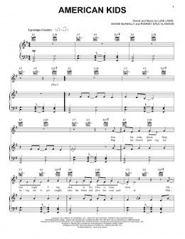 page one of American Kids (Piano, Vocal & Guitar Chords (Right-Hand Melody))