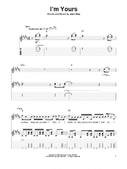 page one of I'm Yours (Guitar Tab (Single Guitar))
