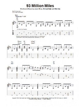page one of 93 Million Miles (Guitar Tab (Single Guitar))