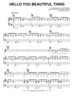 page one of Hello You Beautiful Thing (Piano, Vocal & Guitar Chords (Right-Hand Melody))