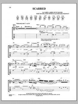 page one of Scarred (Guitar Tab)