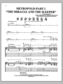 page one of Metropolis-Part 1 "The Miracle And The Sleeper" (Guitar Tab)