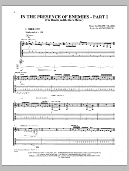 page one of In The Presence Of Enemies, Pt. 1 (Guitar Tab)