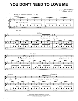 page one of You Don't Need To Love Me (from If/Then: A New Musical) (Piano & Vocal)