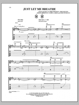 page one of Just Let Me Breathe (Guitar Tab)