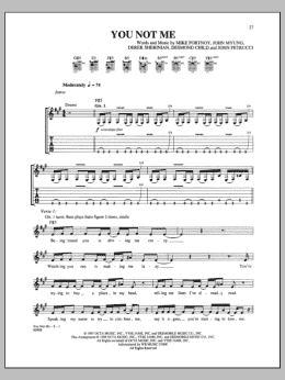 page one of You Not Me (Guitar Tab)