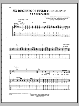page one of Six Degrees Of Inner Turbulence: VI. Solitary Shell (Guitar Tab)