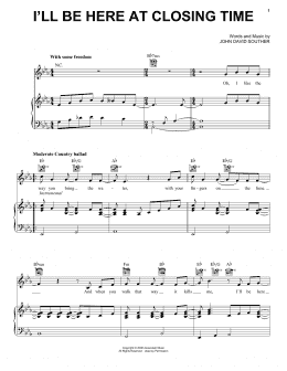 page one of I'll Be Here At Closing Time (Piano, Vocal & Guitar Chords (Right-Hand Melody))