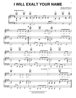 page one of I Will Exalt Your Name (Piano, Vocal & Guitar Chords (Right-Hand Melody))