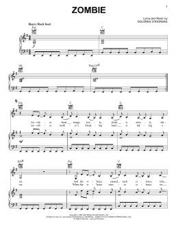 page one of Zombie (Piano, Vocal & Guitar Chords (Right-Hand Melody))