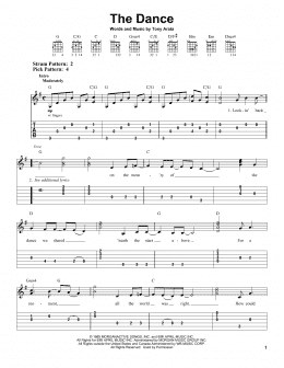 page one of The Dance (Easy Guitar Tab)
