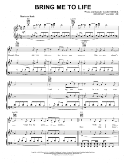 page one of Bring Me To Life (Piano, Vocal & Guitar Chords (Right-Hand Melody))