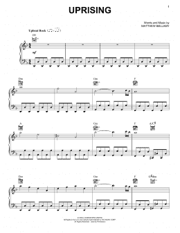 page one of Uprising (Piano, Vocal & Guitar Chords (Right-Hand Melody))