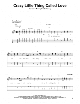 page one of Crazy Little Thing Called Love (Easy Guitar Tab)