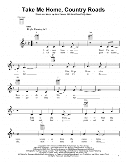 page one of Take Me Home, Country Roads (Ukulele)