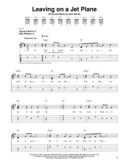 page one of Leaving On A Jet Plane (Easy Guitar Tab)