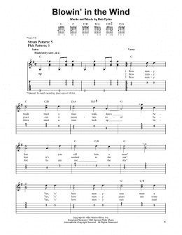 page one of Blowin' In The Wind (Easy Guitar Tab)