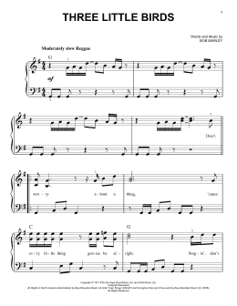 page one of Three Little Birds (Easy Piano)