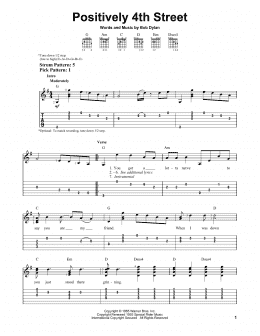 page one of Positively 4th Street (Easy Guitar Tab)