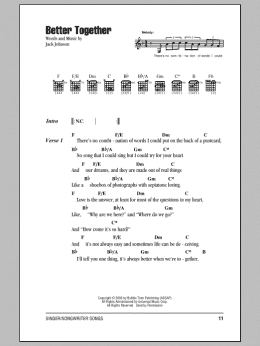 page one of Better Together (Guitar Chords/Lyrics)