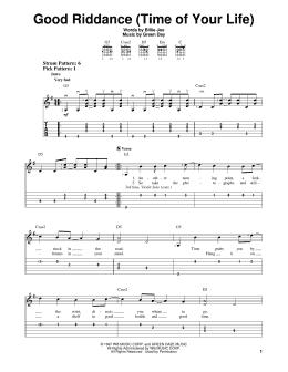 page one of Good Riddance (Time Of Your Life) (Easy Guitar Tab)