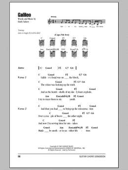 page one of Galileo (Guitar Chords/Lyrics)