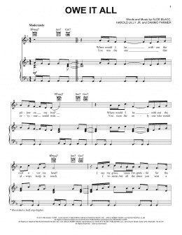 page one of Owe It All (Piano, Vocal & Guitar Chords (Right-Hand Melody))