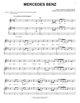 page one of Mercedes Benz (from the musical A Night With Janis Joplin) (Piano, Vocal & Guitar Chords (Right-Hand Melody))