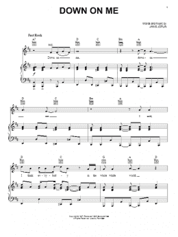 page one of Down On Me (from the musical A Night With Janis Joplin) (Piano, Vocal & Guitar Chords (Right-Hand Melody))