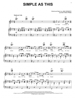 page one of Simple As This (Piano, Vocal & Guitar Chords (Right-Hand Melody))