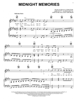 page one of Midnight Memories (Piano, Vocal & Guitar Chords (Right-Hand Melody))