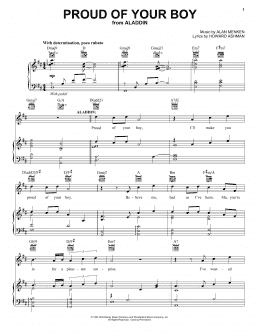 page one of Proud Of Your Boy (from Aladdin: The Broadway Musical) (Piano, Vocal & Guitar Chords (Right-Hand Melody))