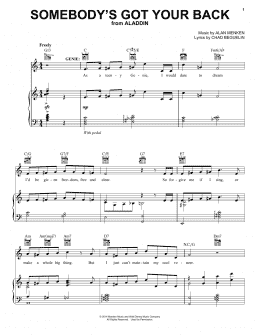 page one of Somebody's Got Your Back (from Aladdin: The Broadway Musical) (Piano, Vocal & Guitar Chords (Right-Hand Melody))