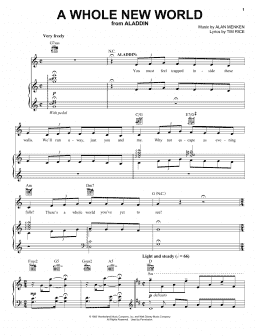 page one of A Whole New World (from Aladdin: The Broadway Musical) (Piano, Vocal & Guitar Chords (Right-Hand Melody))