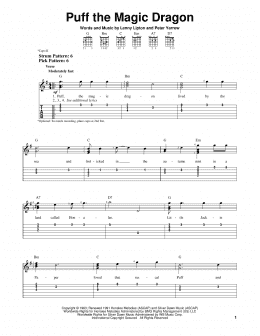 page one of Puff The Magic Dragon (Easy Guitar Tab)