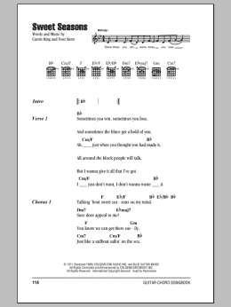 page one of Sweet Seasons (Guitar Chords/Lyrics)