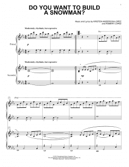page one of Do You Want To Build A Snowman? (from Frozen) (Piano Duet)