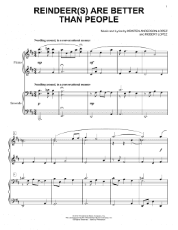 page one of Reindeer(s) Are Better Than People (from Disney's Frozen) (Piano Duet)