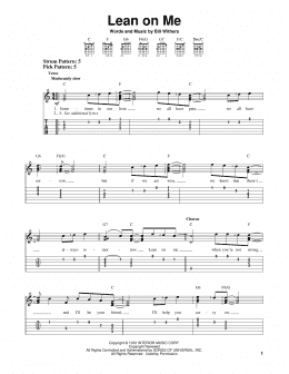 page one of Lean On Me (Easy Guitar Tab)
