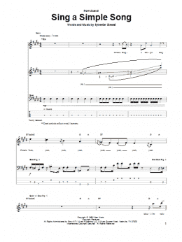 page one of Sing A Simple Song (Bass Guitar Tab)