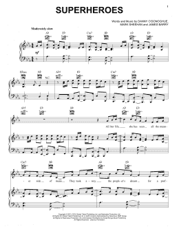 page one of Superheroes (Piano, Vocal & Guitar Chords (Right-Hand Melody))