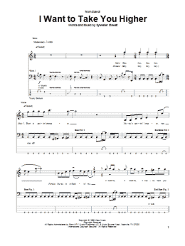 page one of I Want To Take You Higher (Bass Guitar Tab)