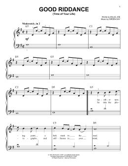 page one of Good Riddance (Time Of Your Life) (Very Easy Piano)