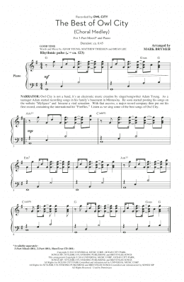 page one of The Best of Owl City (Choral Medley) (arr. Mark Brymer) (3-Part Mixed Choir)