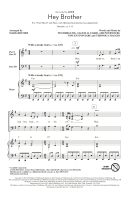 page one of Hey Brother (3-Part Mixed Choir)
