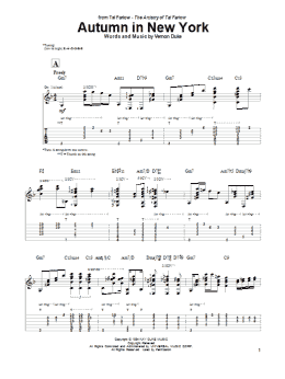 page one of Autumn In New York (Guitar Tab)
