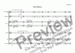 page one of Don’t Believe for Small Ensemble